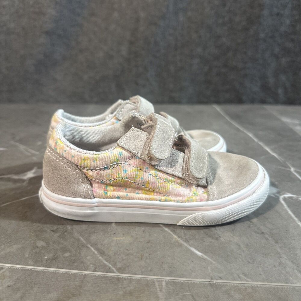 Vans Old Skool V Girls Unicorn Glitter Pink Suede Canvas Skateboard PS 7.5 B19